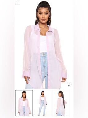 Fashion Nova Light Lavender Button-Down Shirt
